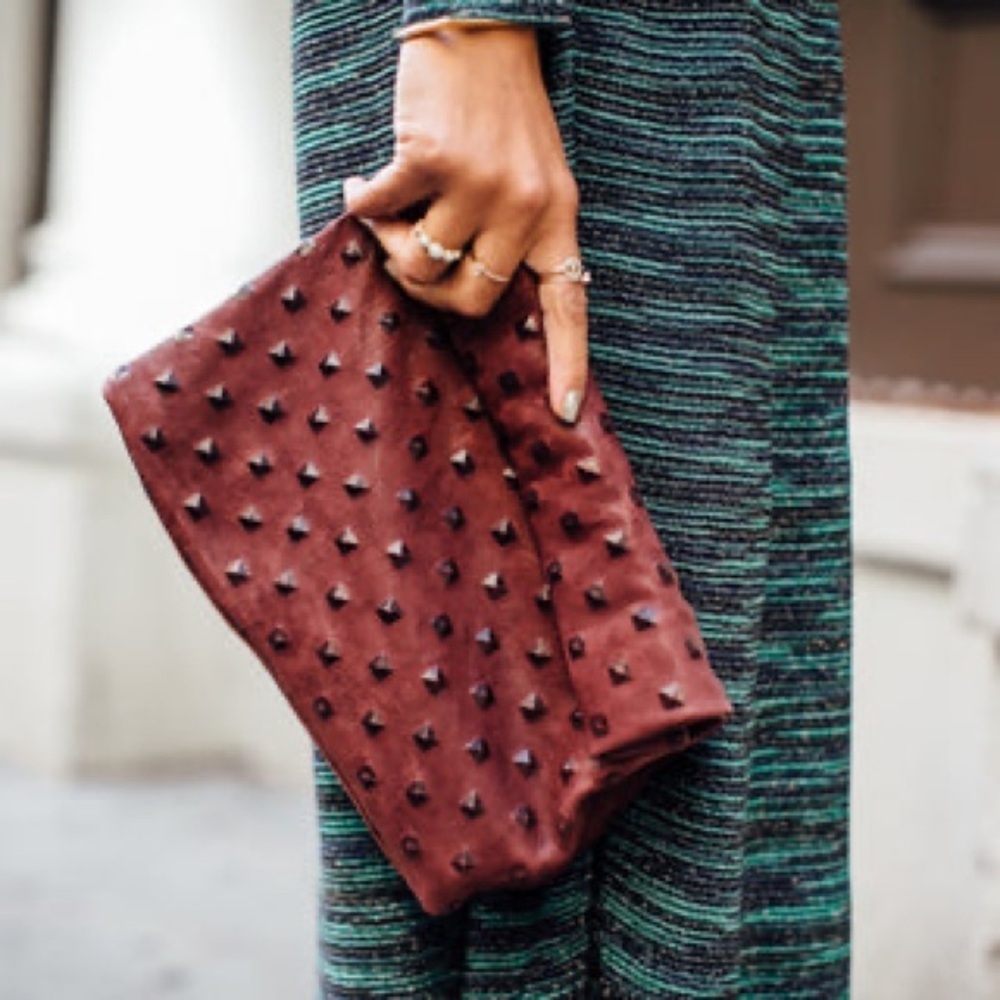 Marie‎ Turnor Pyramid Stud lunch Bag Clutch Rose - Picture 10 of 10